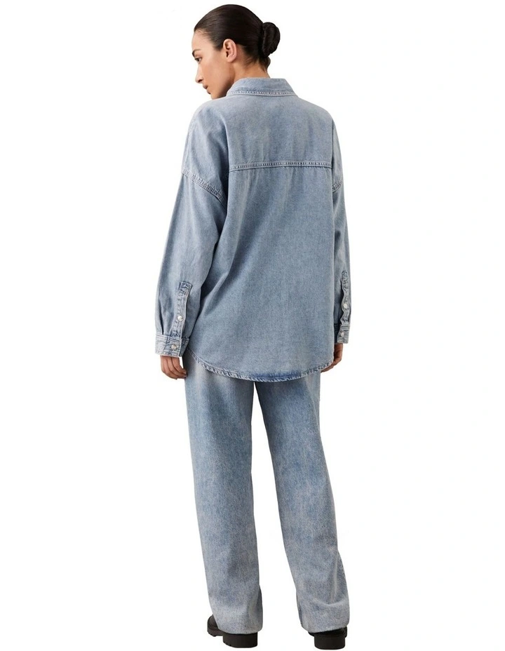 Relaxed Linen Denim Shirt in Aaron image 2