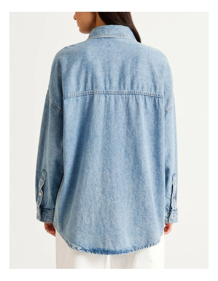 Relaxed Linen Denim Shirt in Aaron image 2