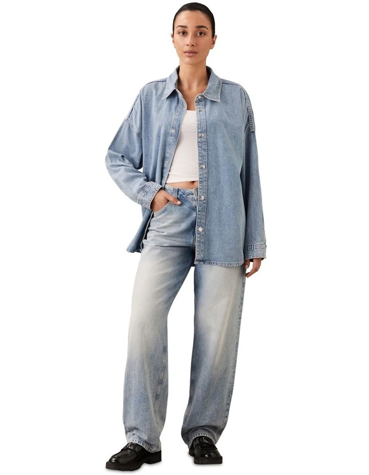 Relaxed Linen Denim Shirt in Aaron image 3