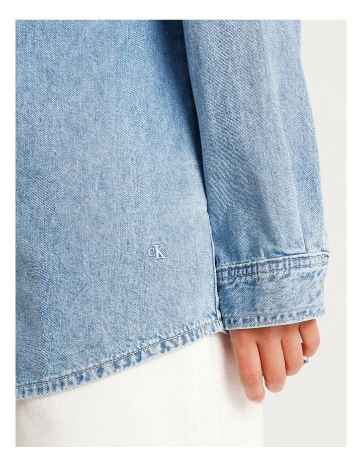 Relaxed Linen Denim Shirt in Aaron image 3