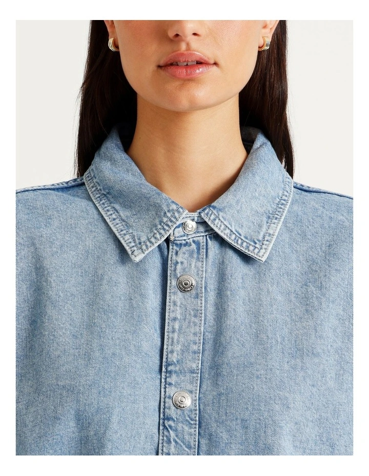 Relaxed Linen Denim Shirt in Aaron image 4