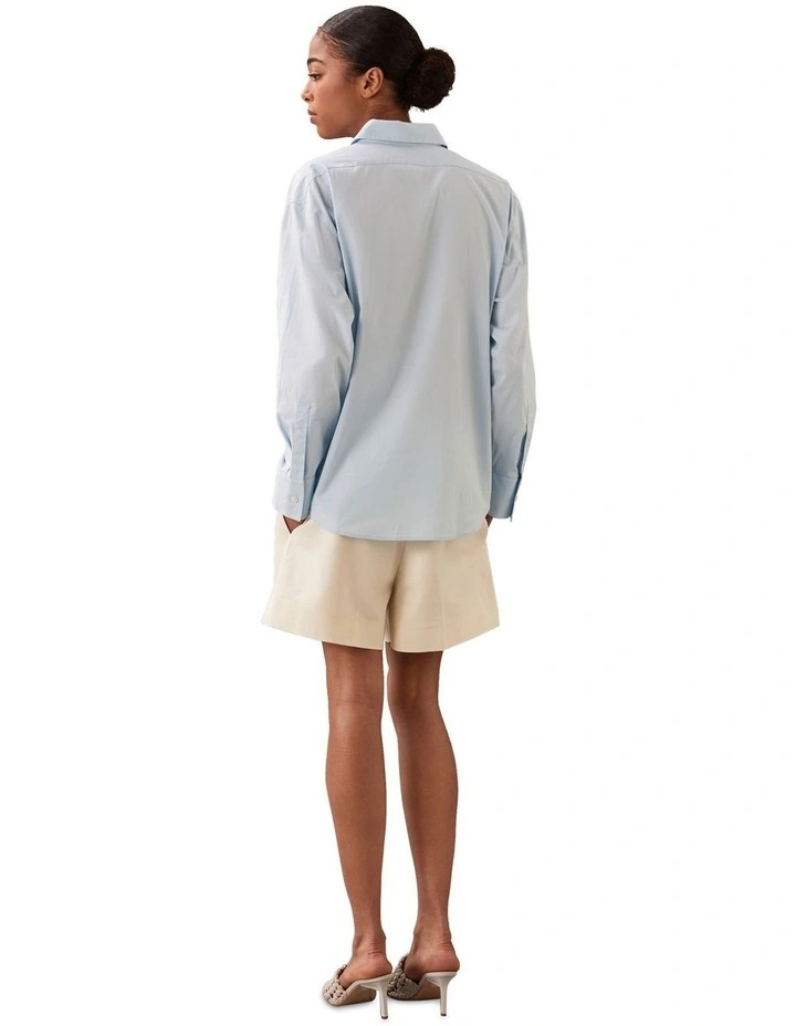 Stretch Poplin Relaxed Shirt in Cool Blue image 2