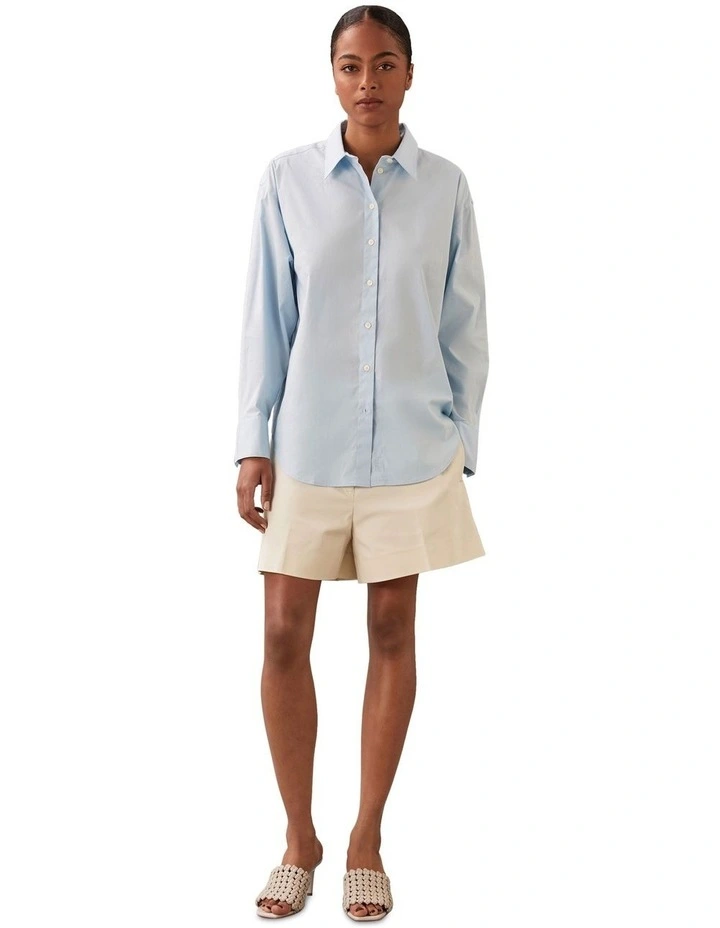 Stretch Poplin Relaxed Shirt in Cool Blue image 4