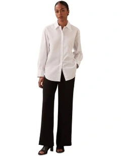 Stretch Poplin Relaxed Shirt in Brilliant White