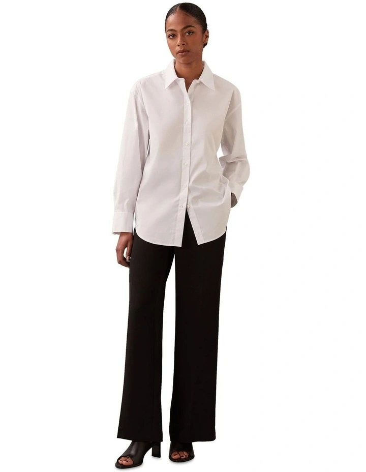 Stretch Poplin Relaxed Shirt in Brilliant White image 1