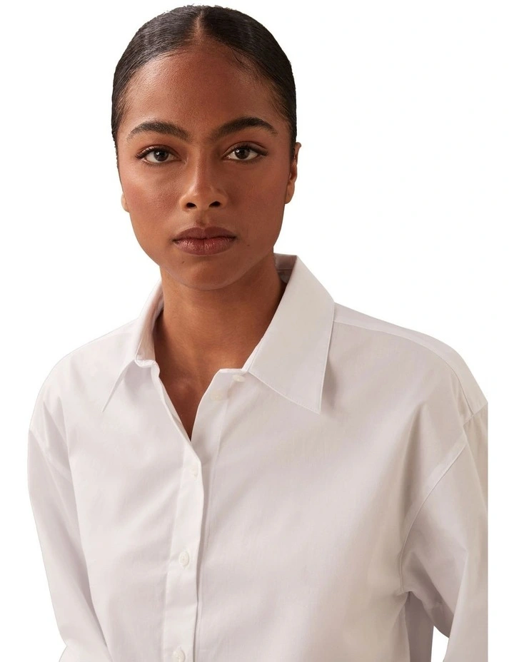 Stretch Poplin Relaxed Shirt in Brilliant White image 4
