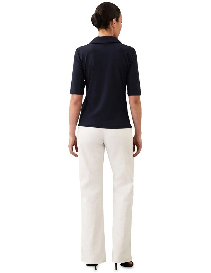 Hi Shine Crepe Jersey Polo in Black image 2