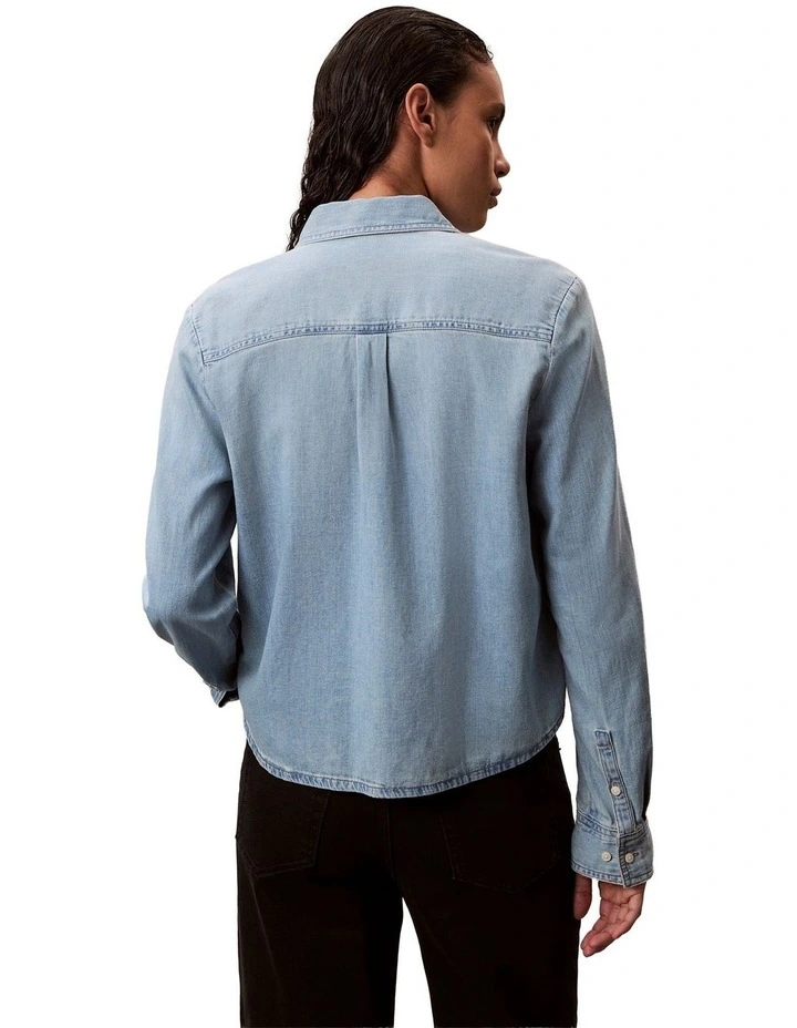 Cropped Long Sleeve Shirt in Blue image 2