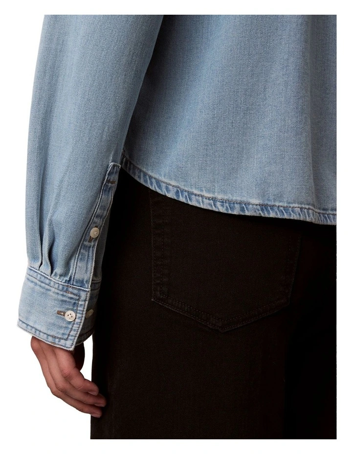 Cropped Long Sleeve Shirt in Blue image 5