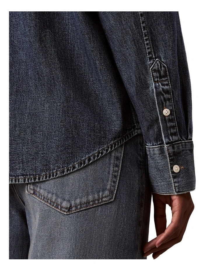 Long Sleeve Classic Denim Shirt in Blue image 5