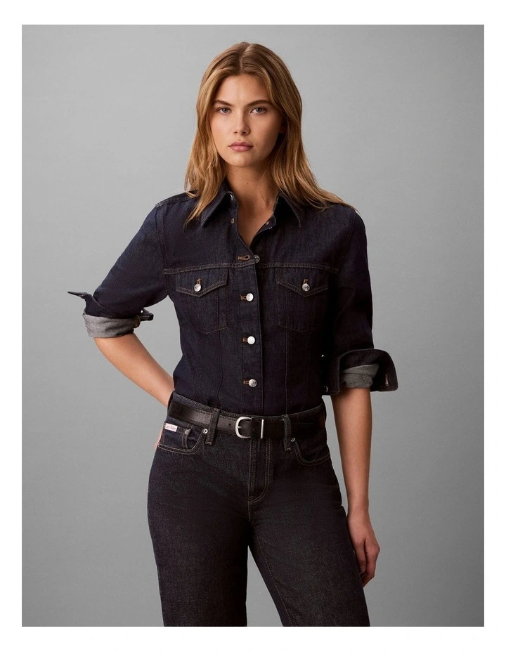 Denim Trucker Shirt in Iconic Indigo image 1