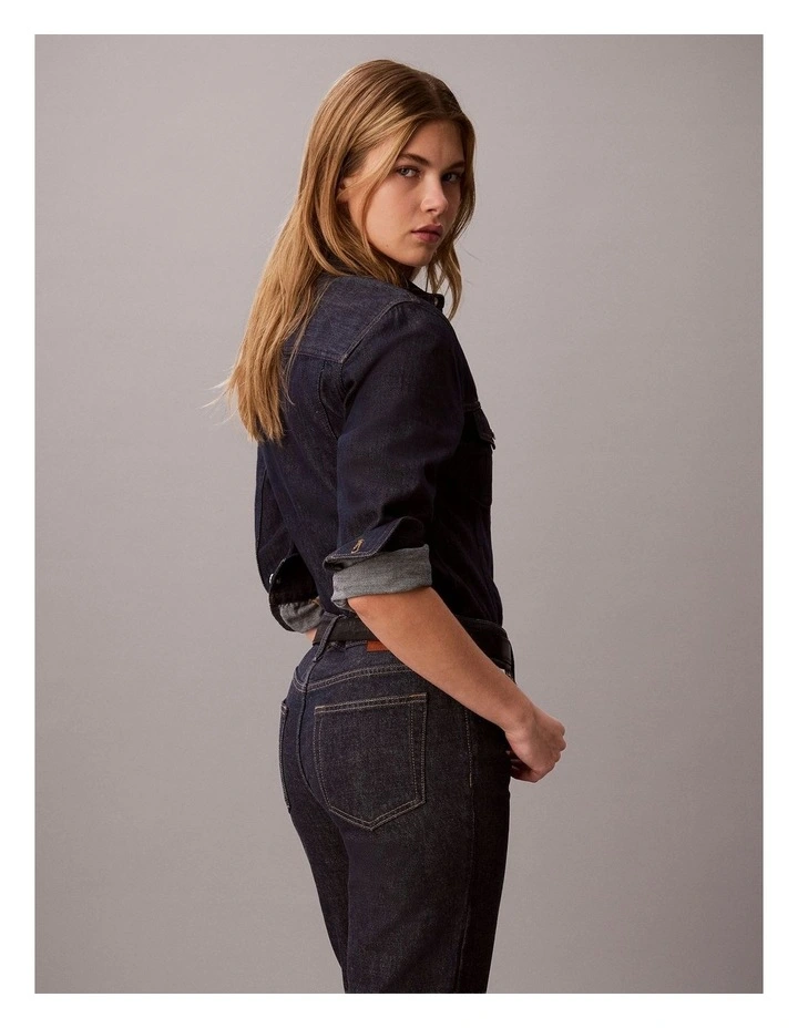 Denim Trucker Shirt in Iconic Indigo image 3