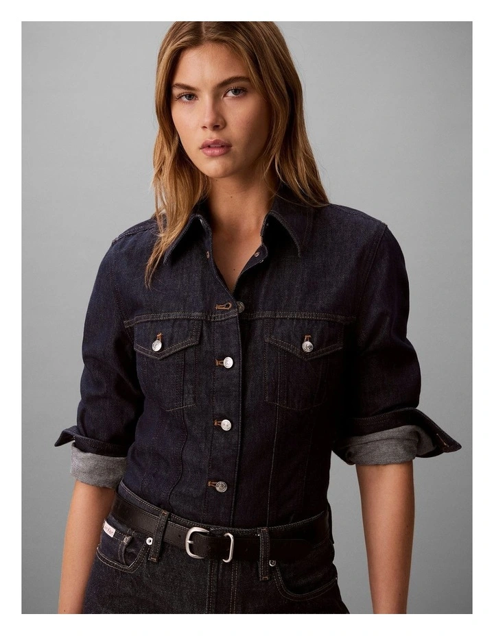 Denim Trucker Shirt in Iconic Indigo image 4