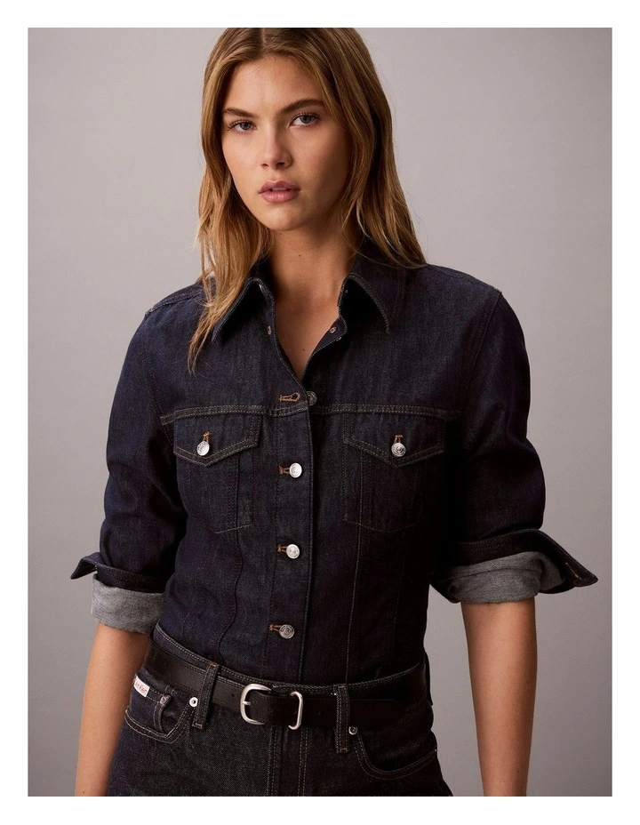 Denim Trucker Shirt in Iconic Indigo image 4