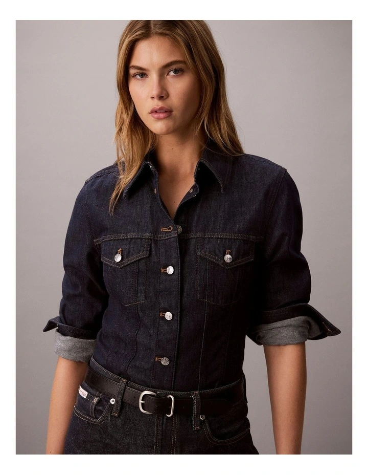 Denim Trucker Shirt in Iconic Indigo image 4