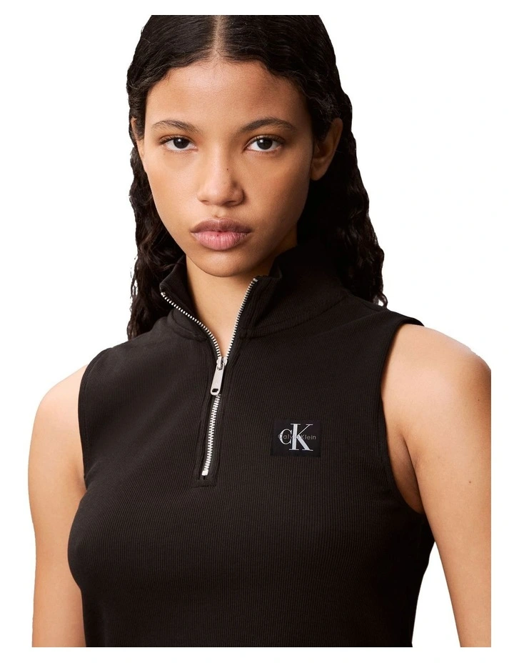 Sleeveless Quarter Zip Top in Black image 5
