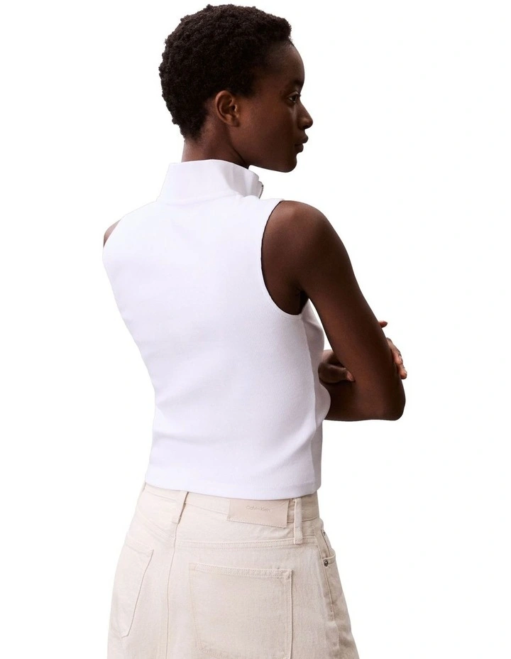 Sleeveless Quarter Zip Top in White image 2