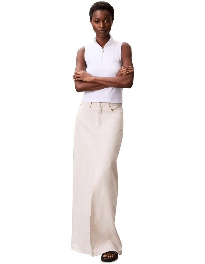 Sleeveless Quarter Zip Top in White image 4