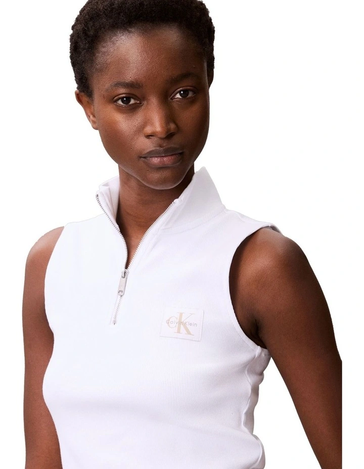Sleeveless Quarter Zip Top in White image 5