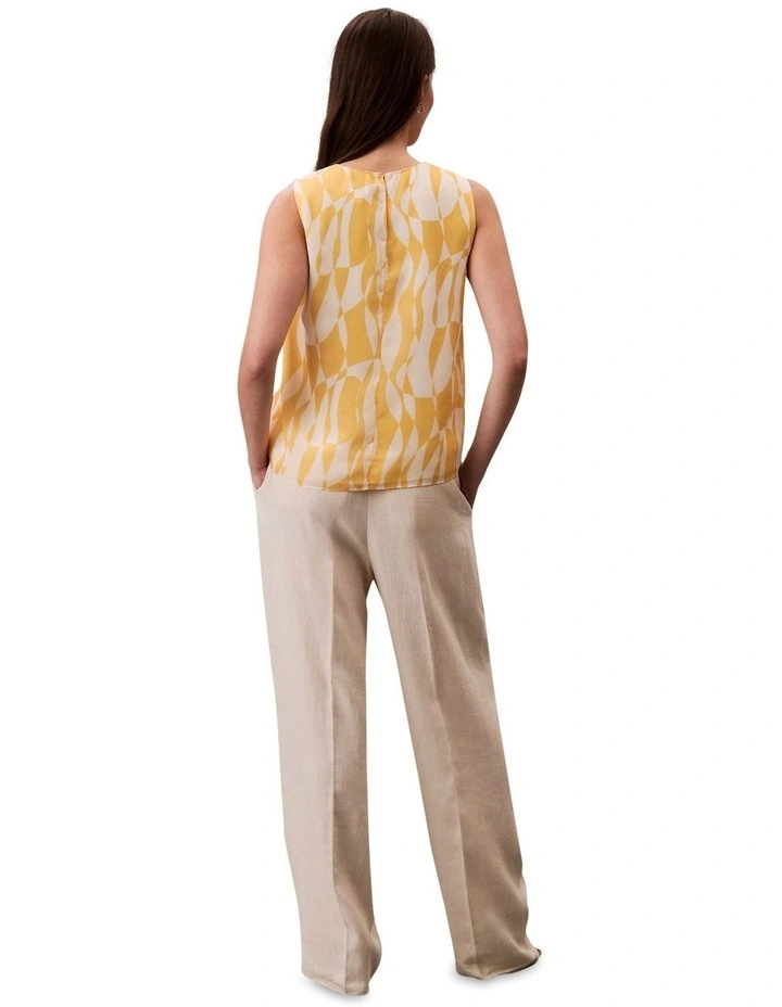 Printed Poly Chiffon Sleeveless Shell in Yellow image 2