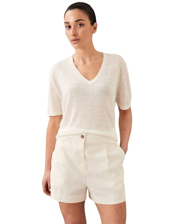 Lux Linen Top in Cream image 1