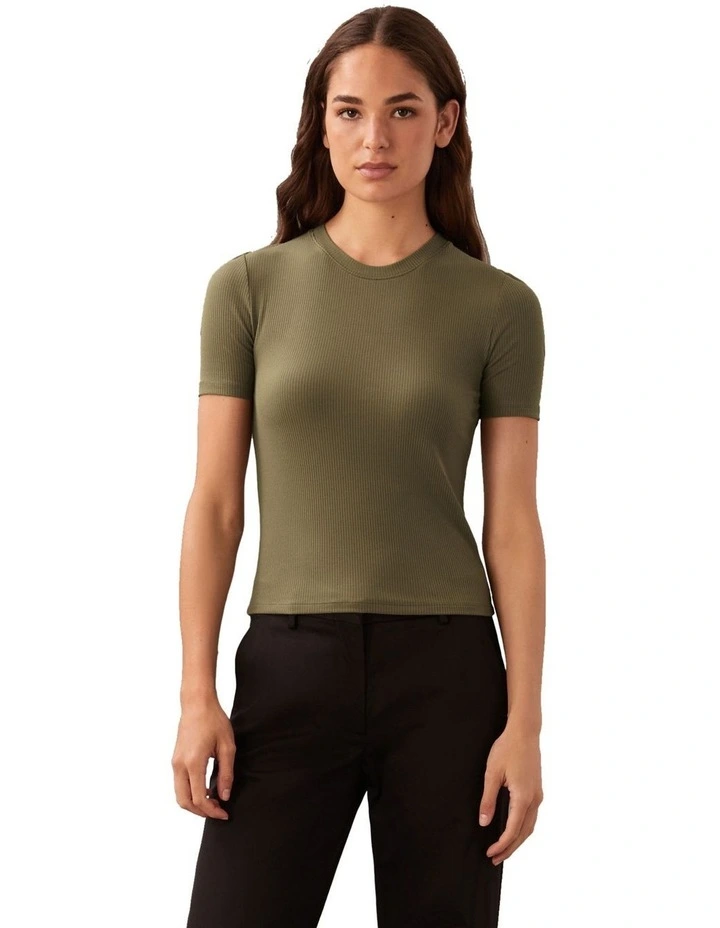 Modal Rib Tee in Green image 1