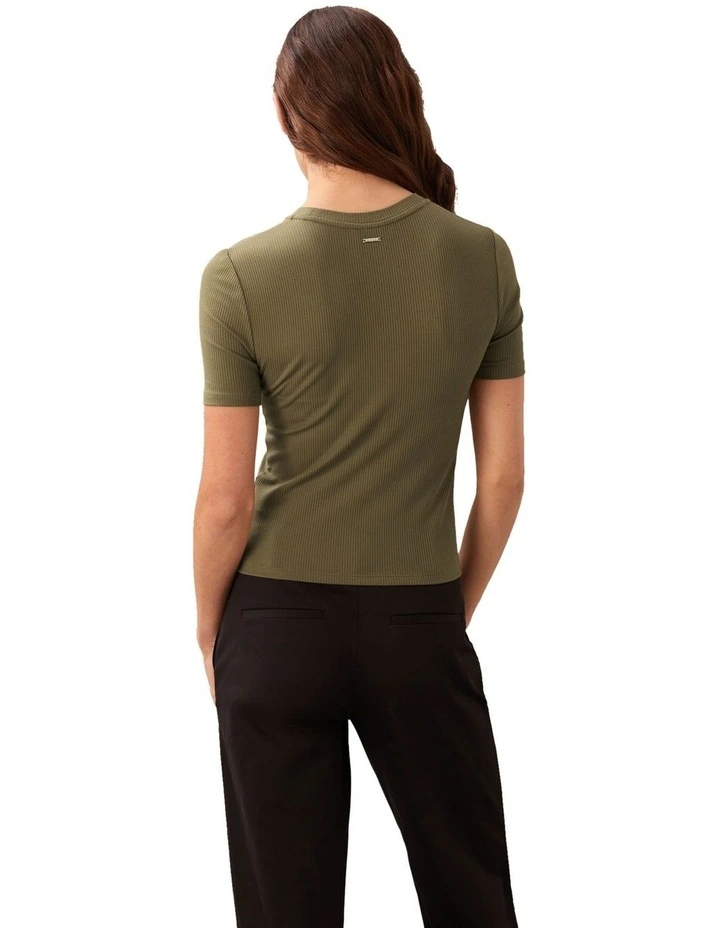 Modal Rib Tee in Green image 2