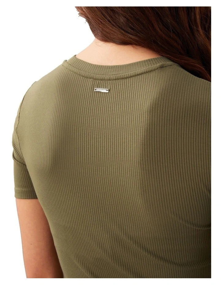 Modal Rib Tee in Green image 3