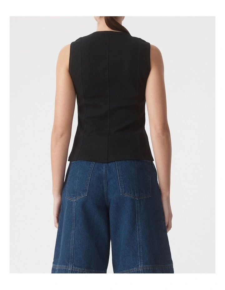 Panelled Rib Tank in Black image 2