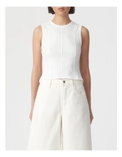 Panelled Rib Tank in Ecru