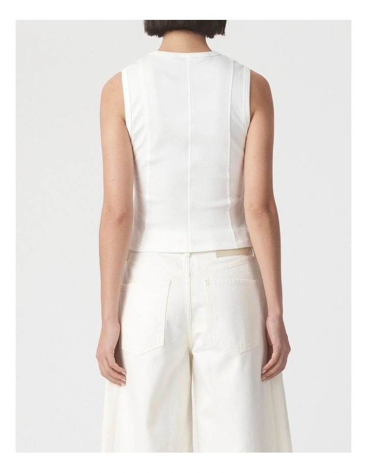 Panelled Rib Tank in Ecru image 2