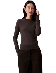 Long sleeve Crewneck Extrafine Merino Sweater in Black