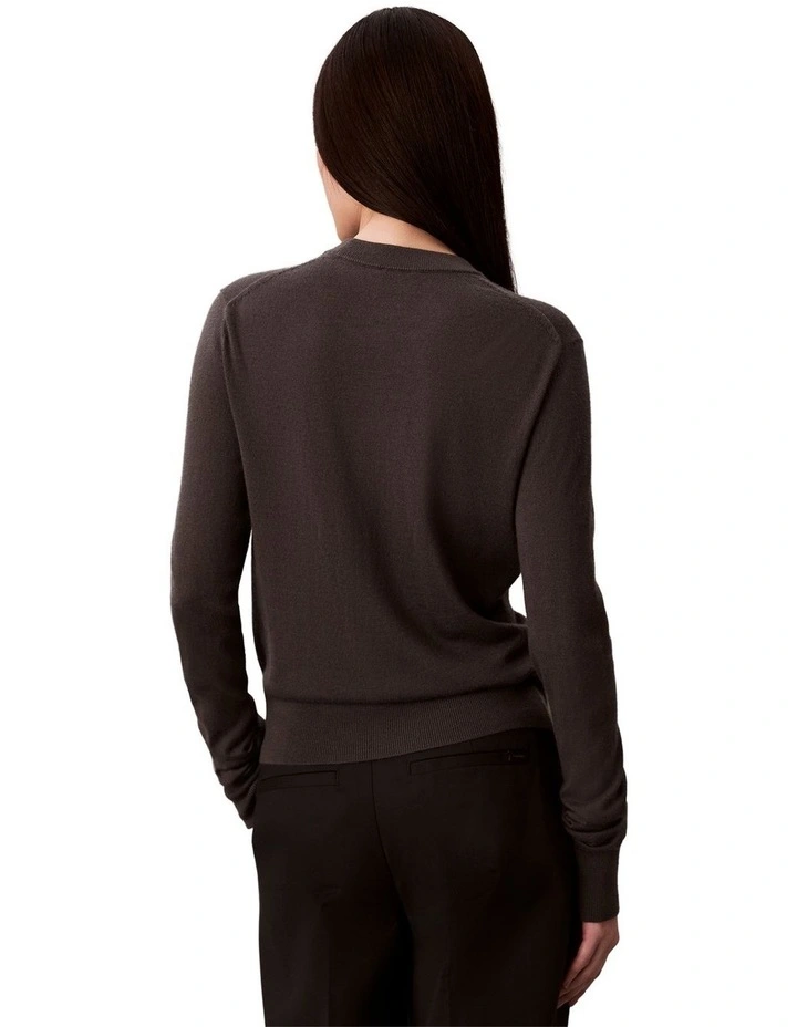 Long sleeve Crewneck Extrafine Merino Sweater in Black image 5