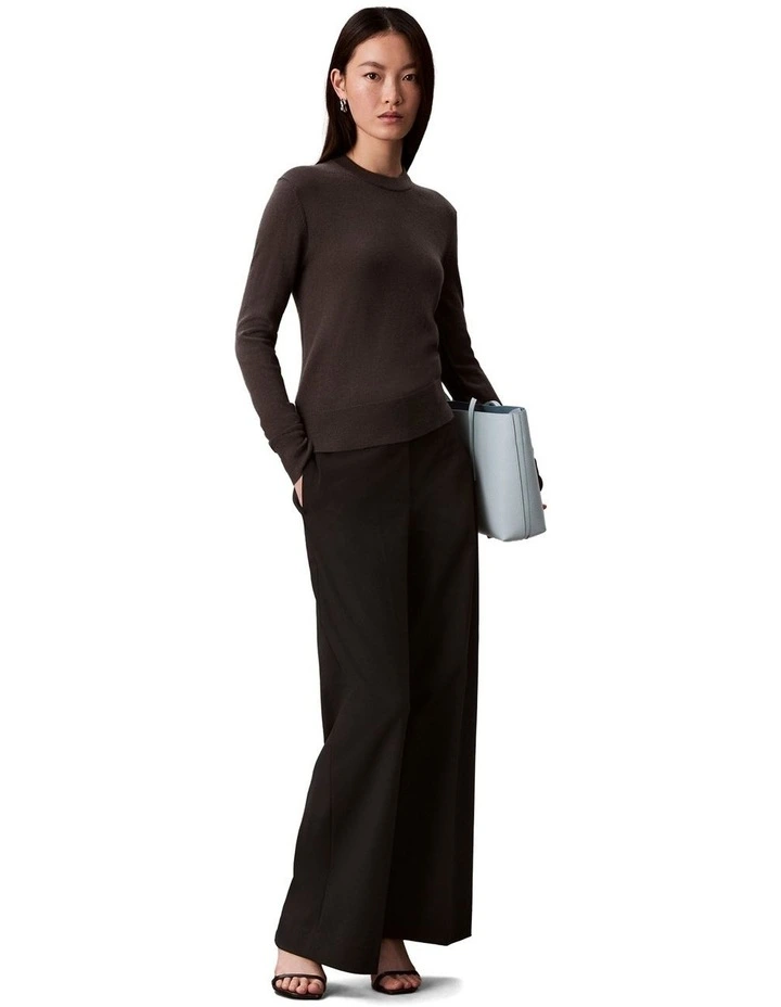 Long sleeve Crewneck Extrafine Merino Sweater in Black image 6