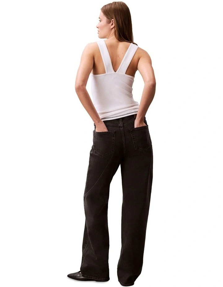 Logo Graphic Ribbed Tank Top in White image 2