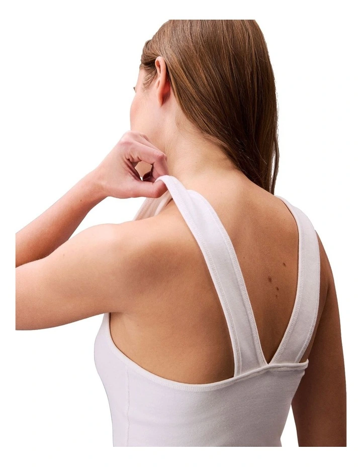Logo Graphic Ribbed Tank Top in White image 3