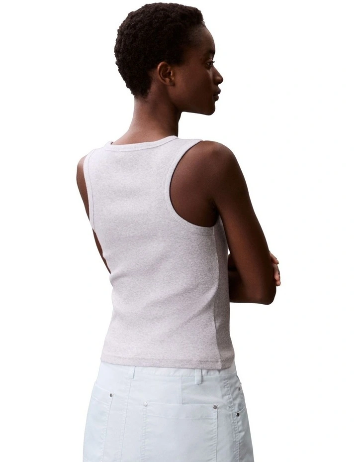 Woven Label Cotton Rib Tank in Grey image 2