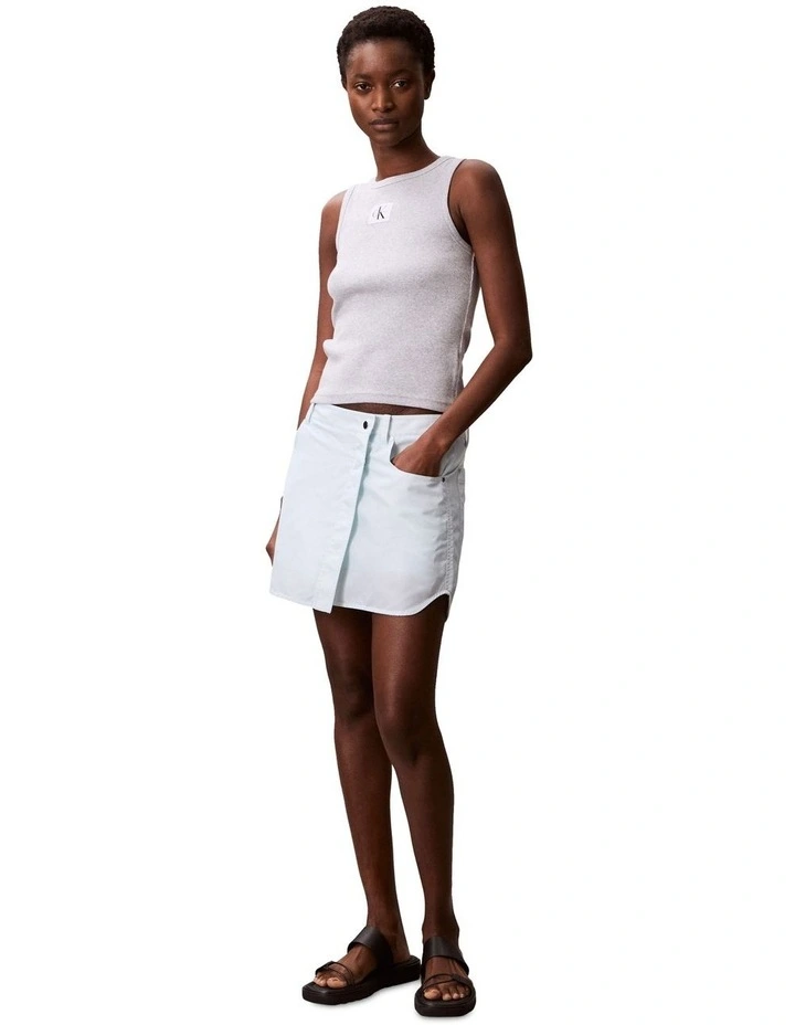 Woven Label Cotton Rib Tank in Grey image 5
