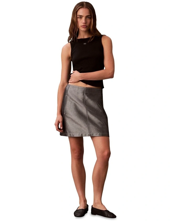 Woven Label Cotton Rib Tank in Black image 5