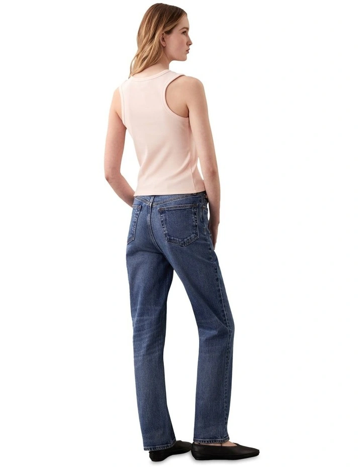 Woven Label Cotton Rib Tank in Pink image 2