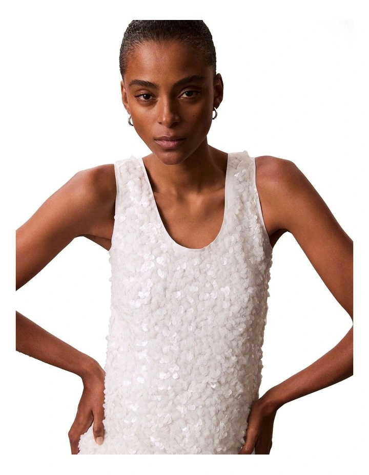 Sequin Cami Top in White Greige image 3