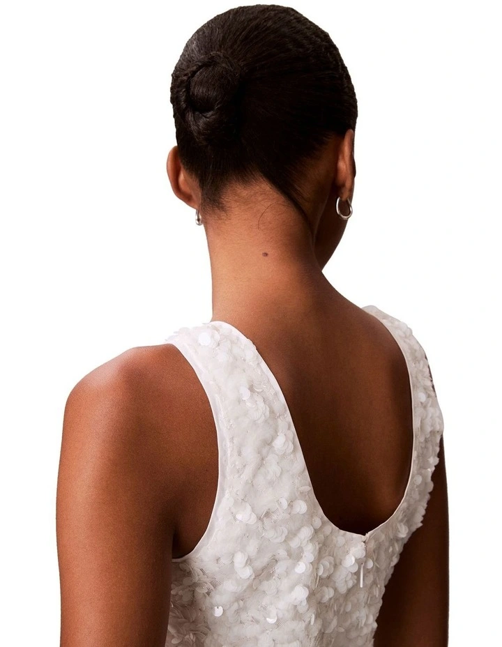 Sequin Cami Top in White Greige image 5