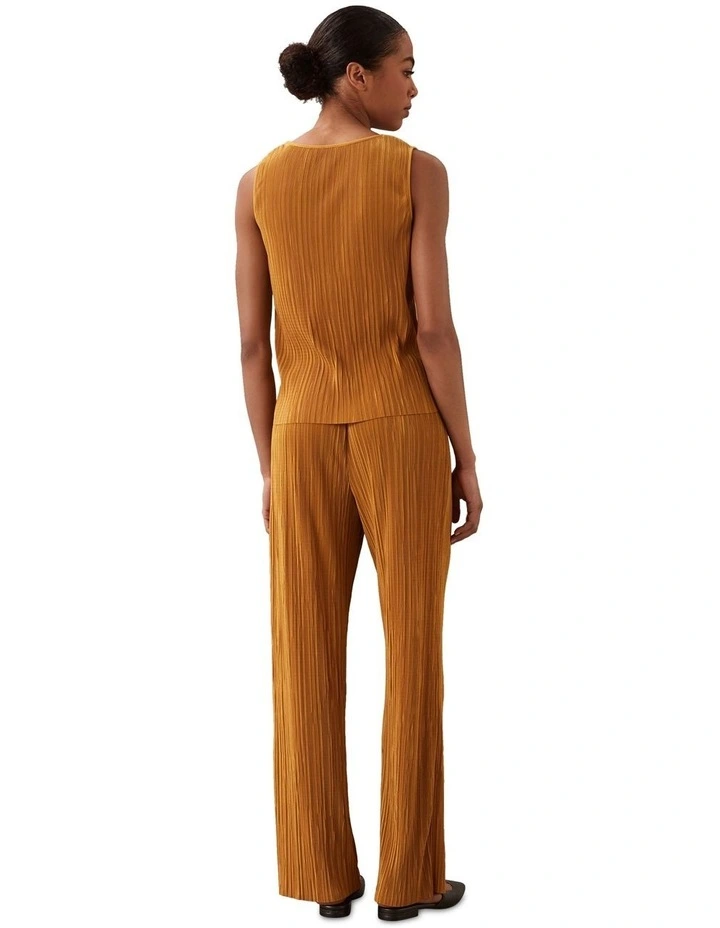 Plisse Sleeveless Tank in Gold image 2