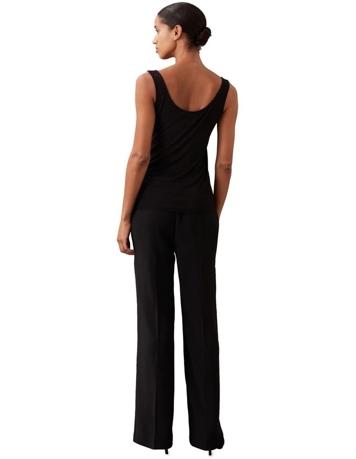Fine Gauge Viscose Tank in Black image 2