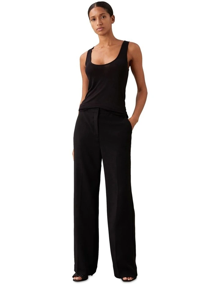 Fine Gauge Viscose Tank in Black image 4