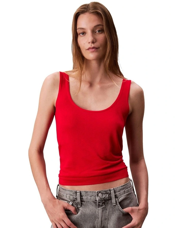 Fine Gauge Viscose Tank in Red image 1