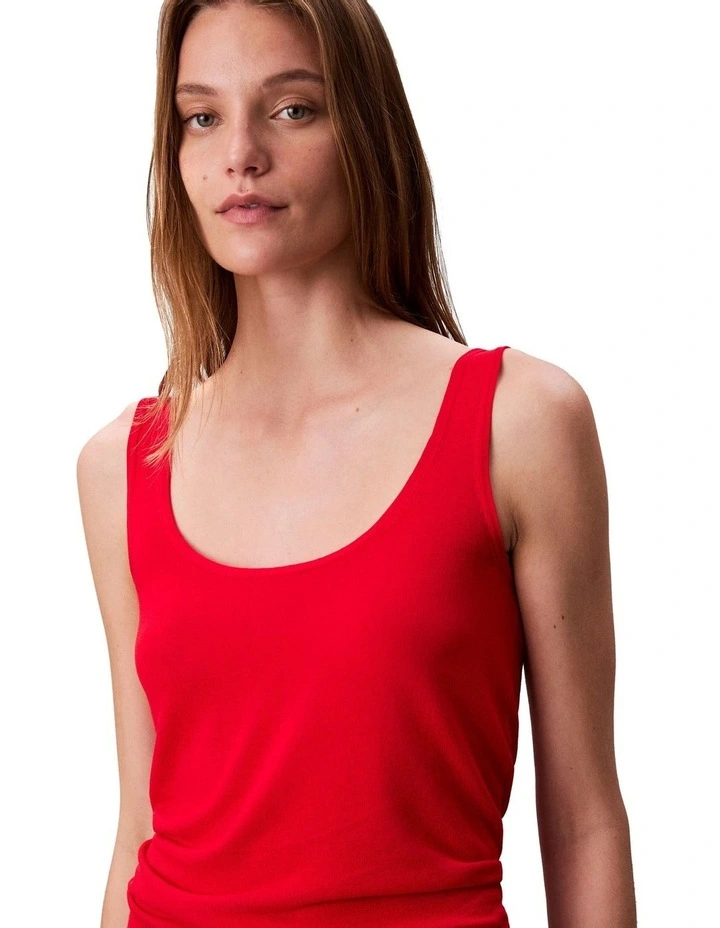 Fine Gauge Viscose Tank in Red image 3