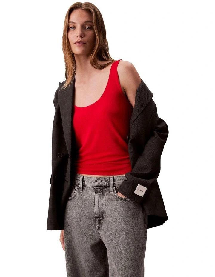 Fine Gauge Viscose Tank in Red image 4