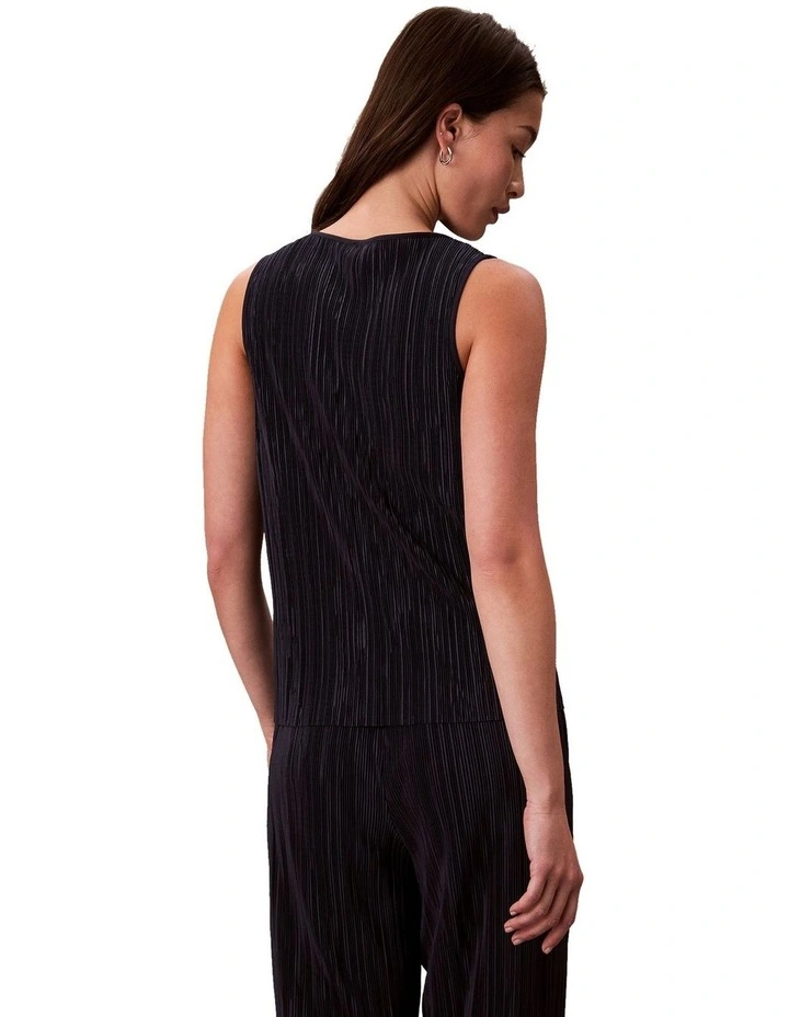 Plisse Tank in Blue image 2