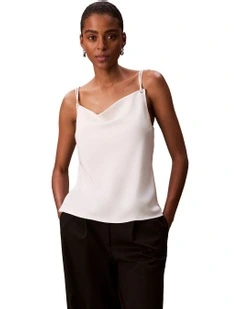 Matte Shine Button Detail Tank in Tofu